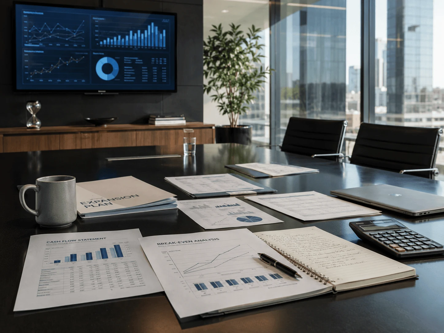 Financial reports on a boardroom table ready for a strategic finance review