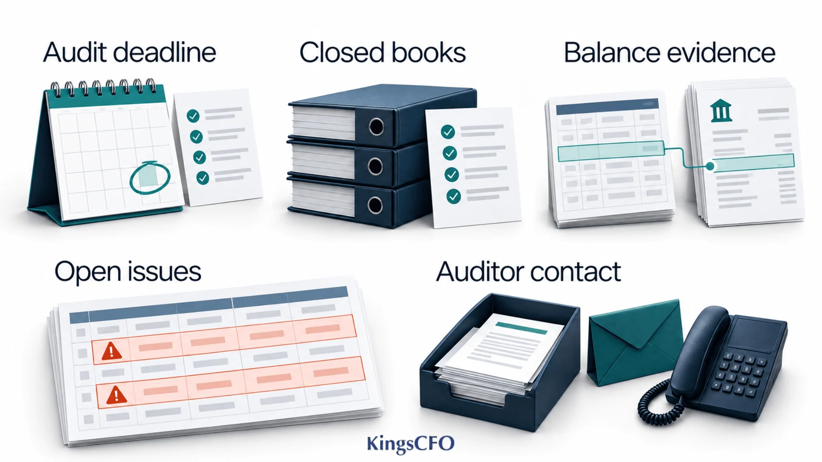 Audit preparation starting checks for deadline closed books and open issues