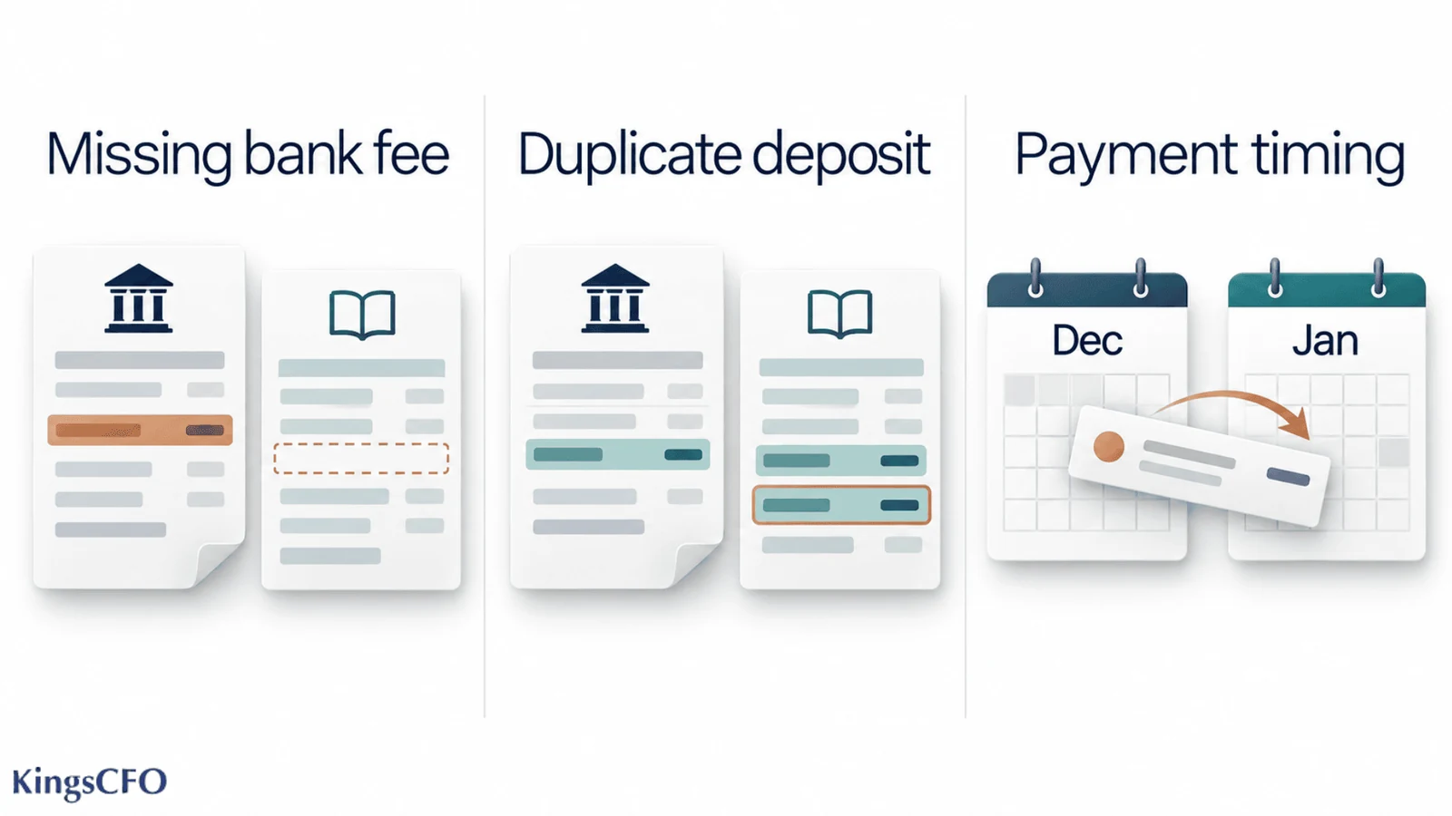 Bank reconciliation differences found during audit preparation