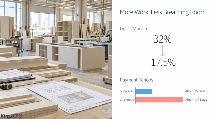 joinery workshop where rising sales cut gross margin showing profit vs revenue pressure