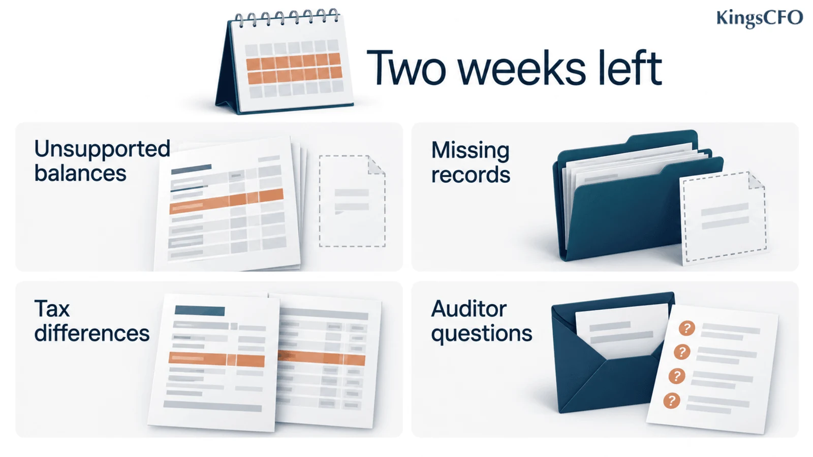 Financial audit checklist of open issues two weeks before the audit