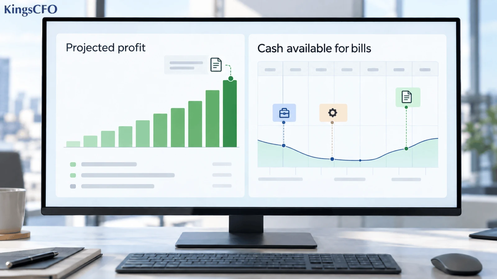 CFO services comparing projected profit with cash available for bills