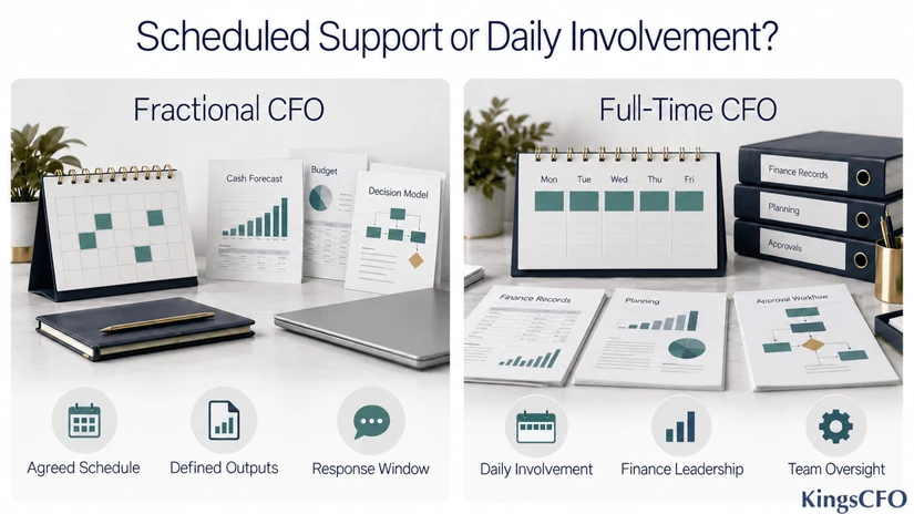 scheduled support or daily involvement fractional cfo vs full time cfo